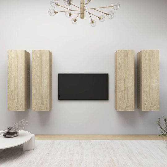 vidaXL TV-tasot 4 kpl Sonoma-tammi 30,5x30x110 cm lastulevy
