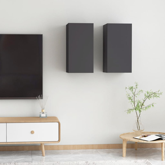vidaXL TV-tasot 2 kpl harmaa 30,5x30x60 cm lastulevy