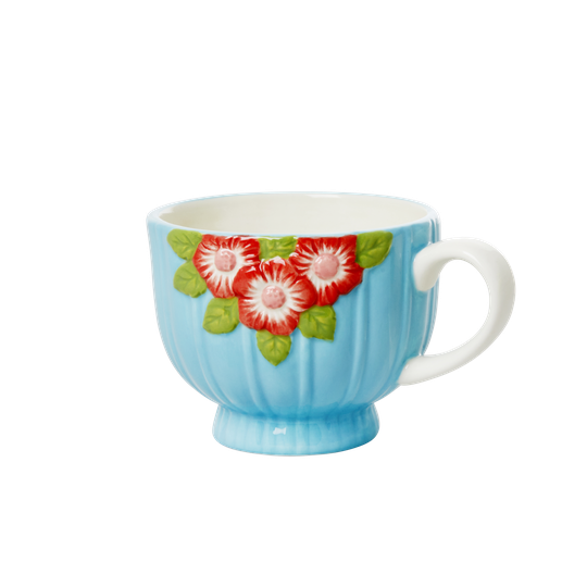 Rice - Ceramic Mug - Embossed Purple Flower Design
