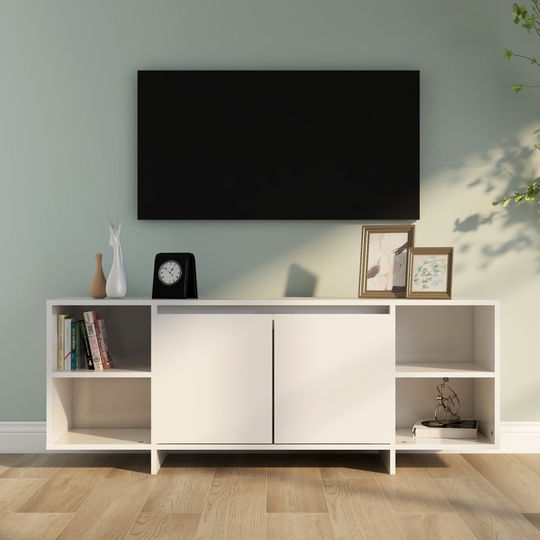 vidaXL TV-taso korkeakiilto valkoinen 130x35x50 cm lastulevy
