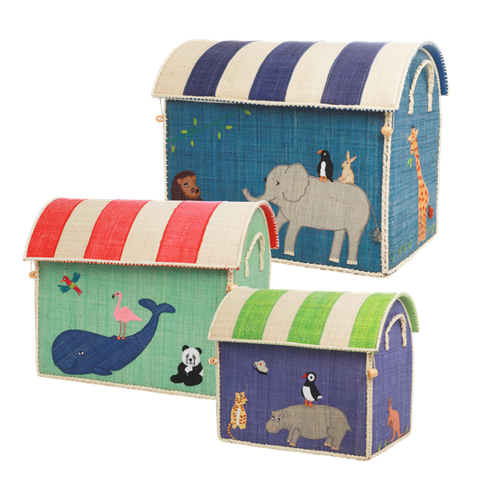 Rice - Large Set of 3 Toy Baskets - Animal Theme