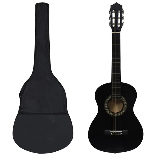 vidaXL 8-osainen klassinen kitara aloittelijan sarja musta 1/2 34"