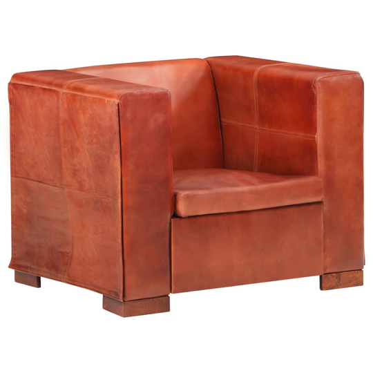 325114 vidaXL Single Sofa Dark Brown Real Leather
