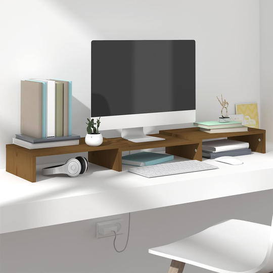 vidaXL Näyttöteline hunajanruskea 80x24x10,5 cm täysi mänty