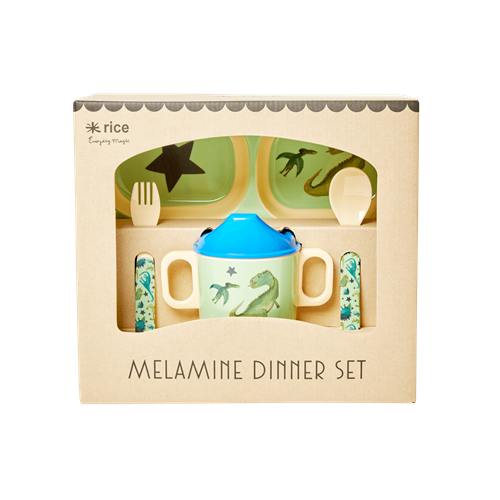 Rice - Melamine Baby Dinner Set Giftbox - Dino Print