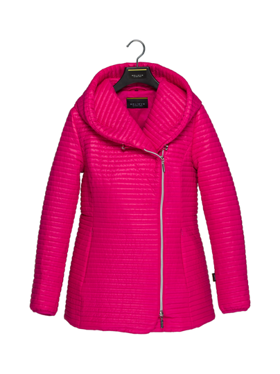 Celia pink hupullinen mini stripe tikattu takki