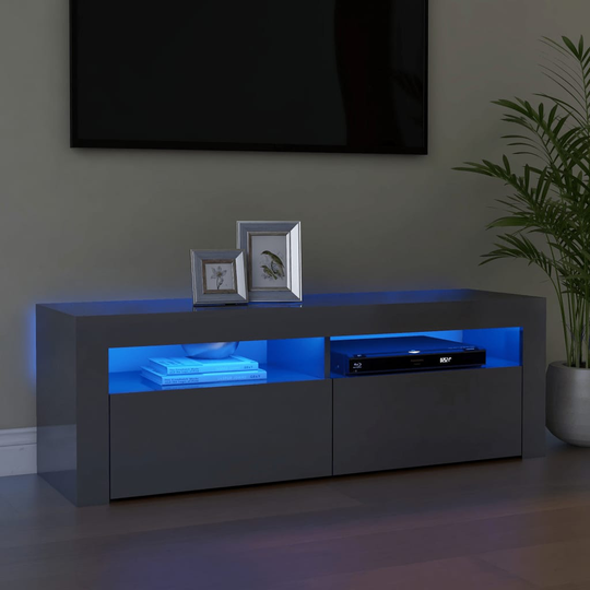vidaXL TV-taso LED-valoilla korkeakiilto harmaa 120x35x40 cm