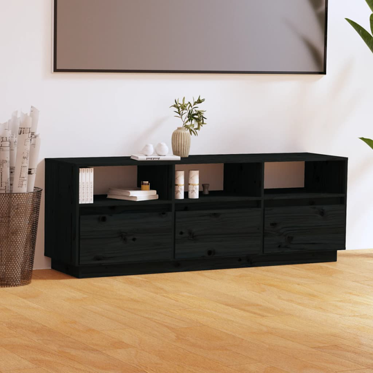 vidaXL TV-taso musta 140x37x50 cm täysi mänty