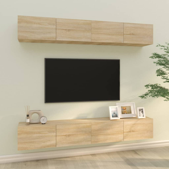 vidaXL TV-seinäkaapit 4 kpl Sonoma-tammi 100x30x30 cm