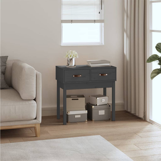 vidaXL Konsolipöytä harmaa 76,5x40x75 cm täysi mänty