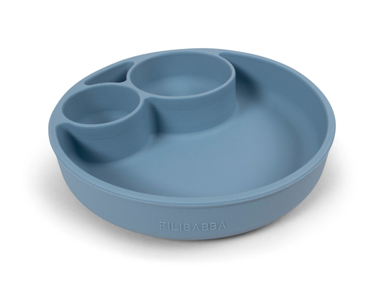 Filibabba - Silicone Plate compartmentalized - Powder Blue (FI-02291)