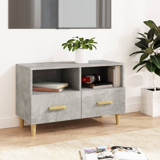 vidaXL TV-taso betoninharmaa 80x36x50 cm tekninen puu