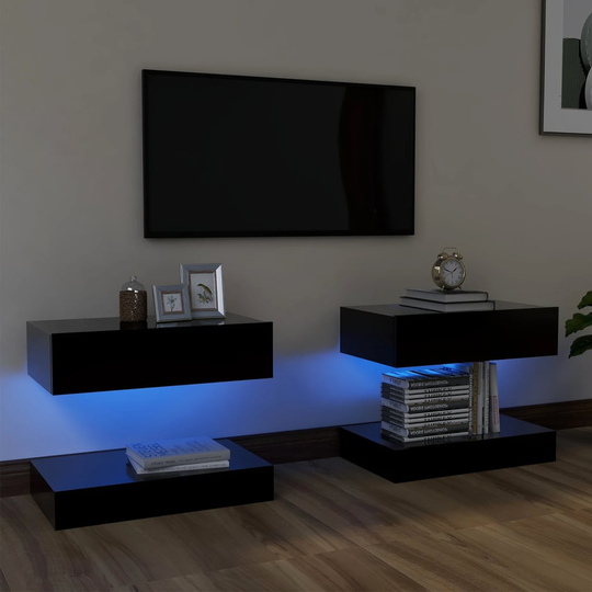 vidaXL TV-tasot LED-valoilla 2 kpl musta 60x35 cm