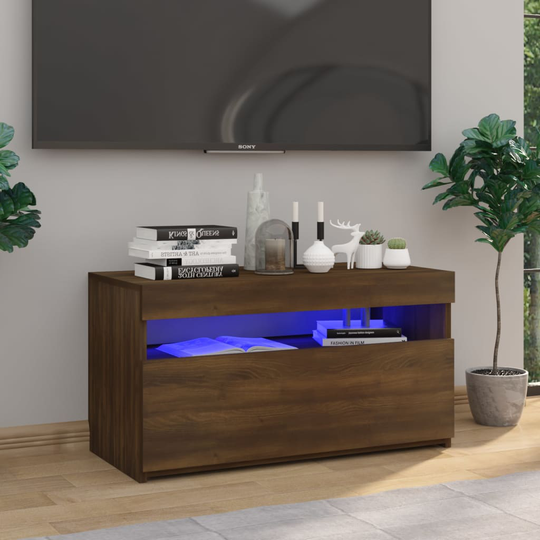 vidaXL TV-taso LED-valoilla ruskea tammi 75x35x40 cm