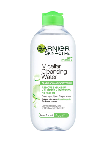 Skin active micellar -puhdistusvesi sekaiholle ja herkälle iholle 400 ml
