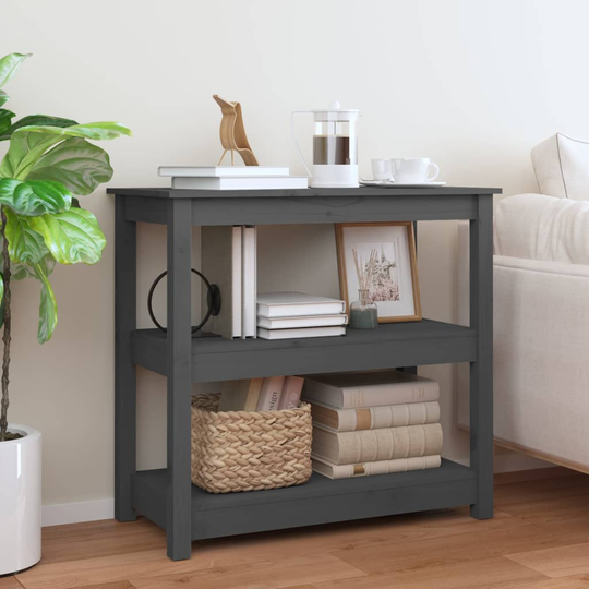 vidaXL Konsolipöytä harmaa 80x40x74 cm täysi mänty