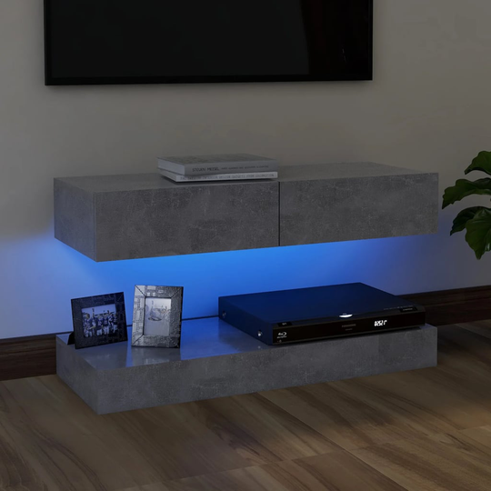 vidaXL TV-taso LED-valoilla betoninharmaa 90x35 cm