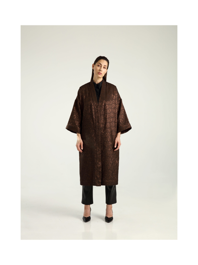 Astoria kimono wrap jacket - bronze florals