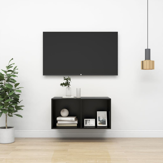 vidaXL Seinäkiinnitettävä TV-taso musta 37x37x72 cm lastulevy
