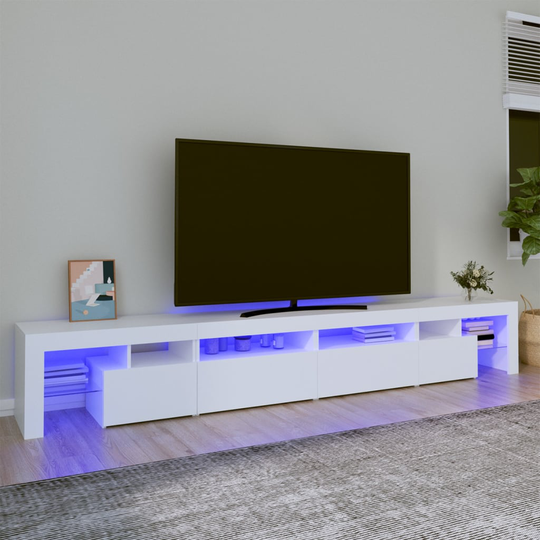 vidaXL TV-taso LED-valoilla valkoinen 280x36,5x40 cm