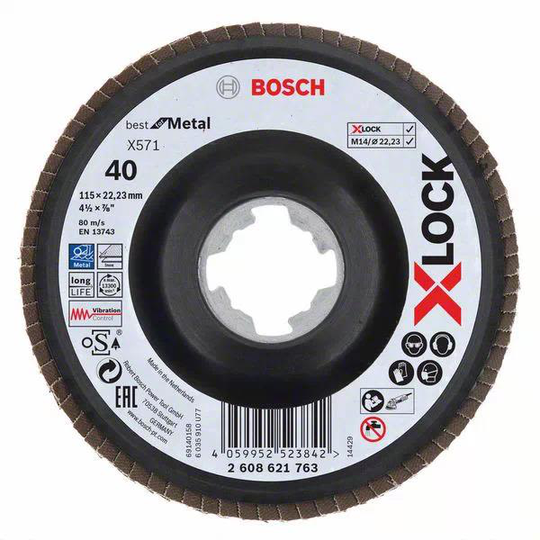 Bosch Best for Metal Lamellihiomalaikka x-LOCK X571, kulmassa 115 mm, G 40