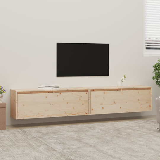 vidaXL Seinäkaapit 2 kpl 100x30x35 cm täysi mänty