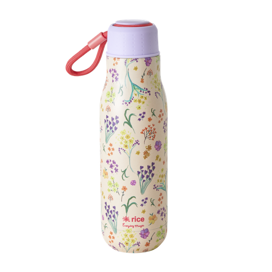 Rice - Stainless Steel Thermo Drinking Bottle 500 ml - Wild Flowers Print