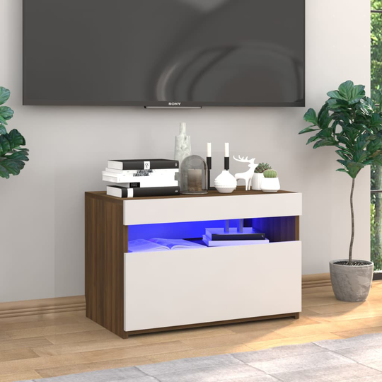 vidaXL TV-taso LED-valoilla ruskea tammi 60x35x40 cm