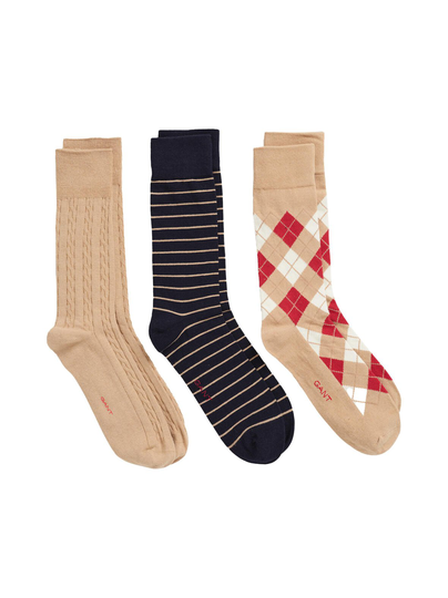 Argyle-sukat 3-pack