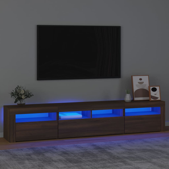vidaXL TV-taso LED-valoilla ruskea tammi 210x35x40 cm