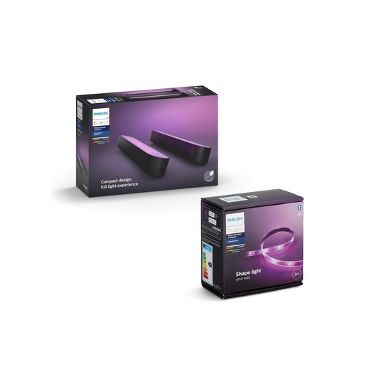Philips Hue - Play Light Bar 2-Pack Black&lighstrip - Bundle