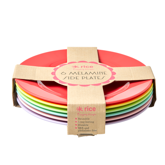 Rice - Melamine Round Side Plates 6 Pcs - YIPPIE YIPPIE YEAH Colors