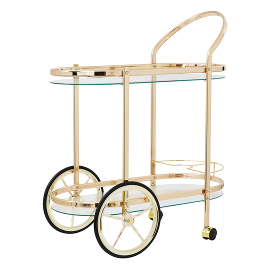 Rice - Cocktail bar table/cart with wheels - Rose gold