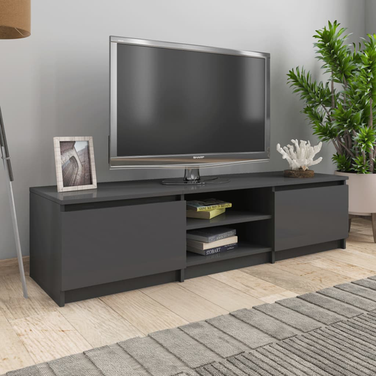 vidaXL TV-taso korkeakiilto harmaa 140x40x35,5 cm lastulevy