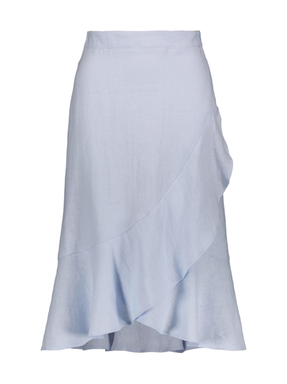 Pellava ruffle skirt, sky blue