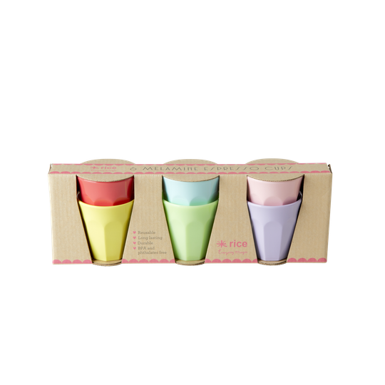 Rice - 6 Melamine Espresso Cups - YIPPIE YIPPIE YEAH Color