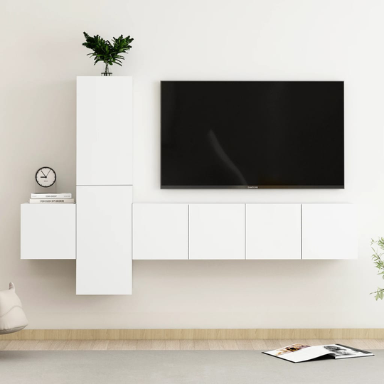 vidaXL 5-osainen TV-kaappisarja valkoinen lastulevy