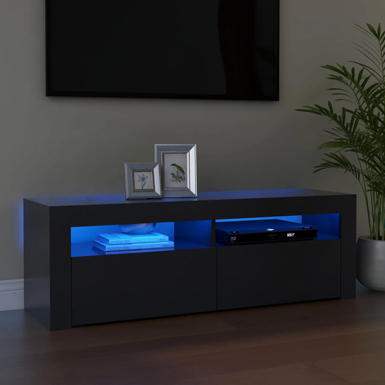 vidaXL TV-taso LED-valoilla harmaa 120x35x40 cm