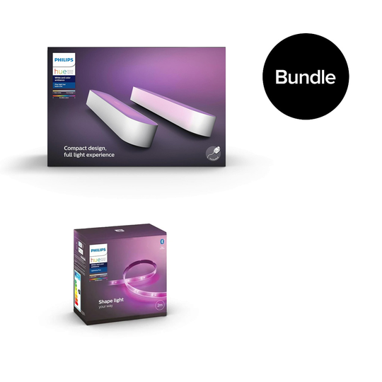 Philips Hue - Play Light Bar 2-Pack White&Lightstrip Plus Starter Kit 2 meter - Bundle