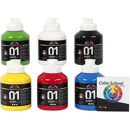 A-Color - Akryylimaali - Kiiltävä - (6 x 500 ml)