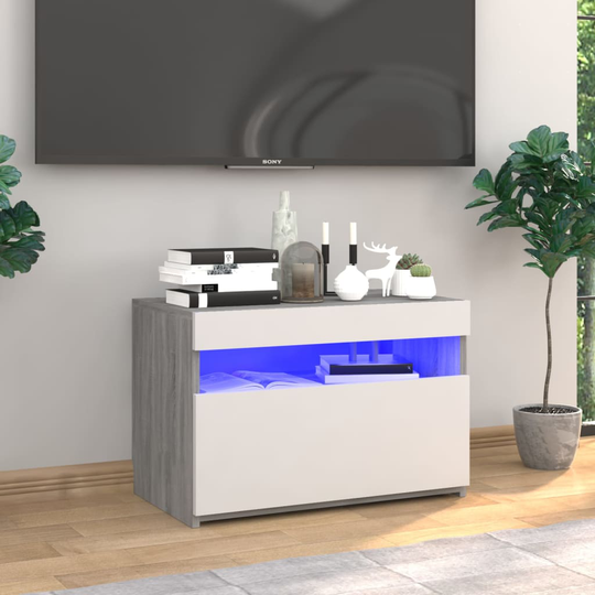 vidaXL TV-taso LED-valoilla harmaa Sonoma 60x35x40 cm