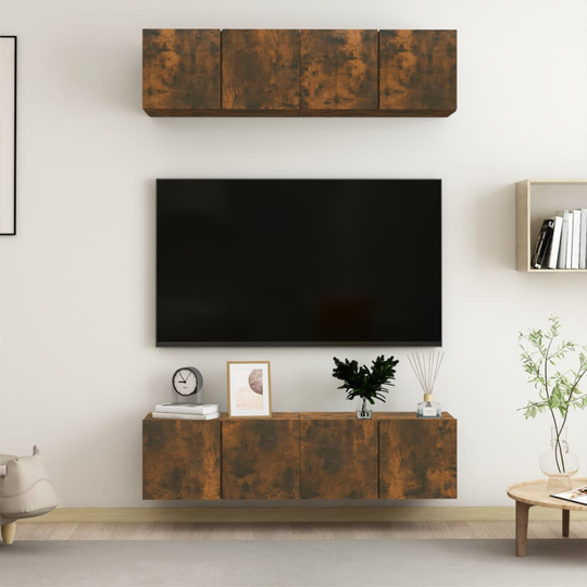 vidaXL TV-seinäkaapit 4 kpl savutammi 60x30x30 cm tekninen puu