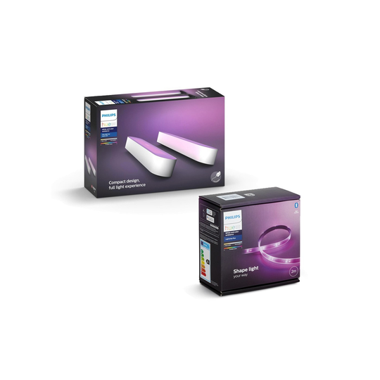 Philips Hue - Play Light Bar 2-Pack White&Lightstrip - Bundle