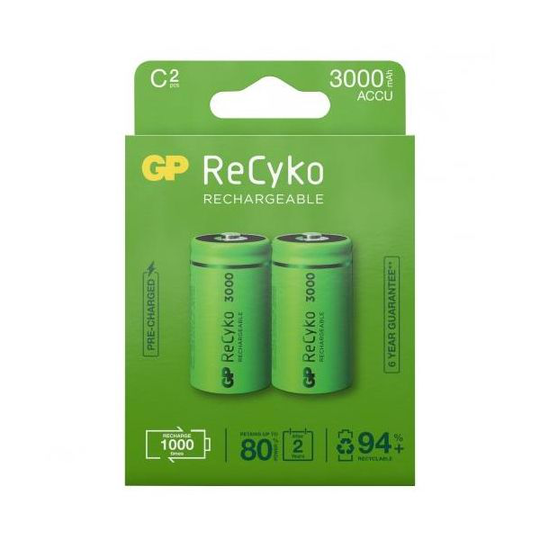GP Batteries ReCyko 3000 Akku ladattava, C, 2 kpl