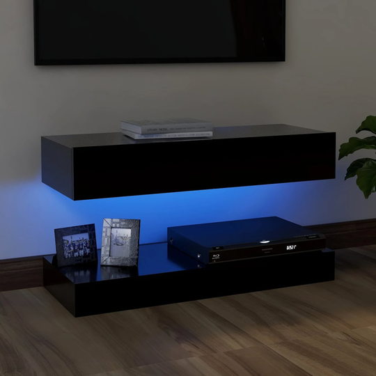 vidaXL TV-taso LED-valoilla musta 90x35 cm