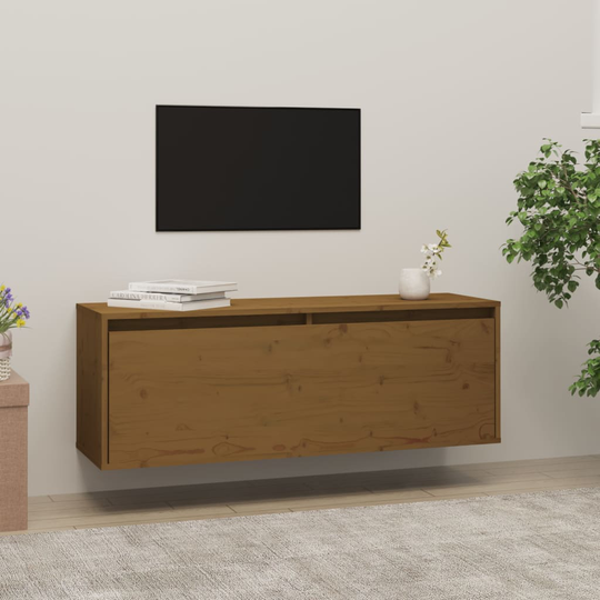 vidaXL Seinäkaappi hunajanruskea 100x30x35 cm täysi mänty