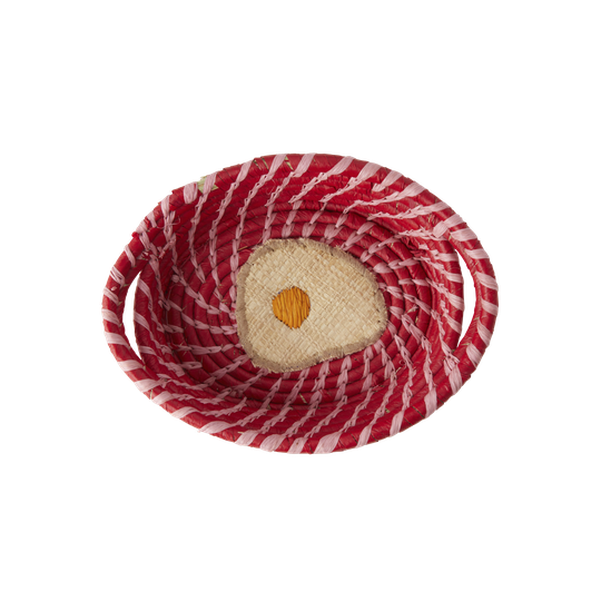 Rice - Raffia Oval Bread Basket - Red Fried Egg