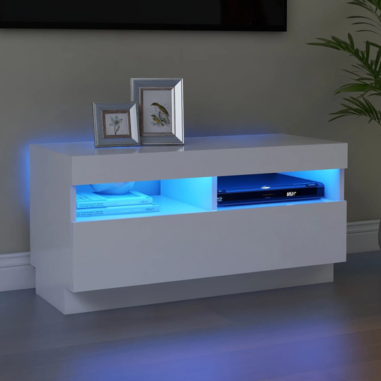 vidaXL TV-taso LED-valoilla valkoinen 80x35x40 cm