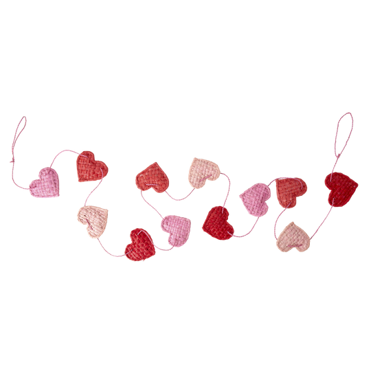 Rice - Raffia Garland Assorted - RedΠnk Hearts