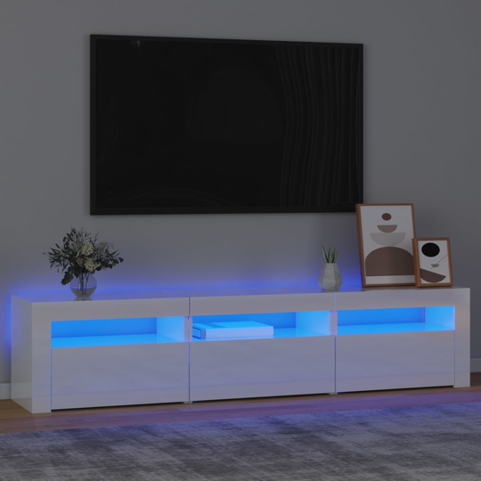 vidaXL TV-taso LED-valoilla korkeakiilto valkoinen 180x35x40 cm